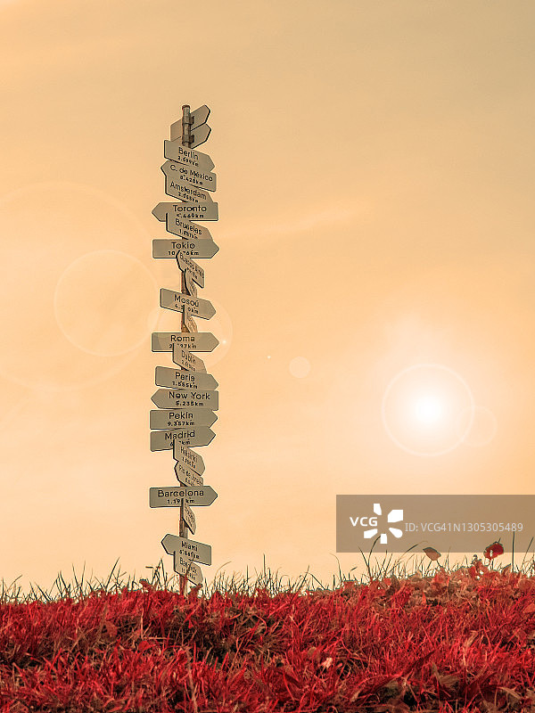 带方向指示的路标图片素材