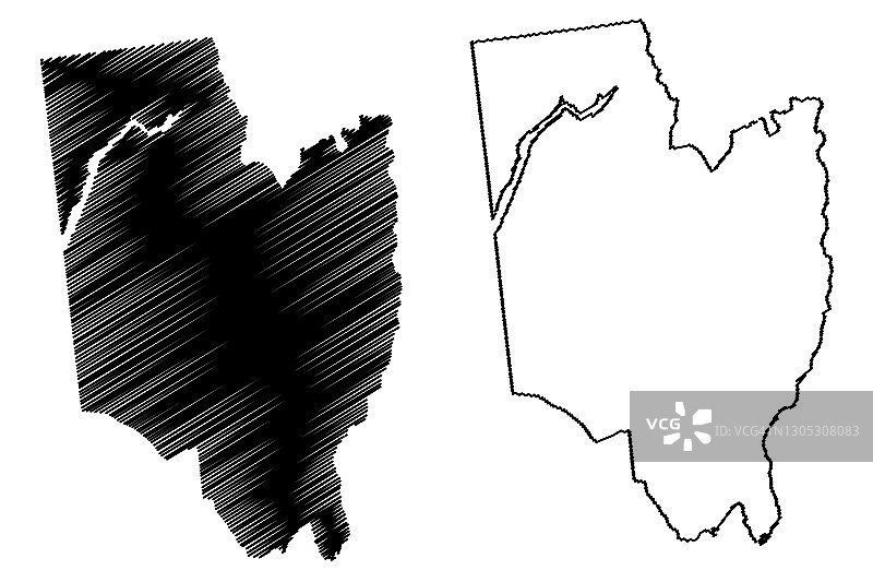 纽约州萨拉托加县地图矢量插图图片素材