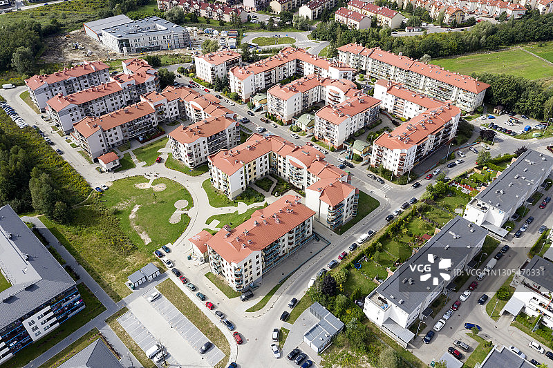 高空俯瞰住宅区图片素材