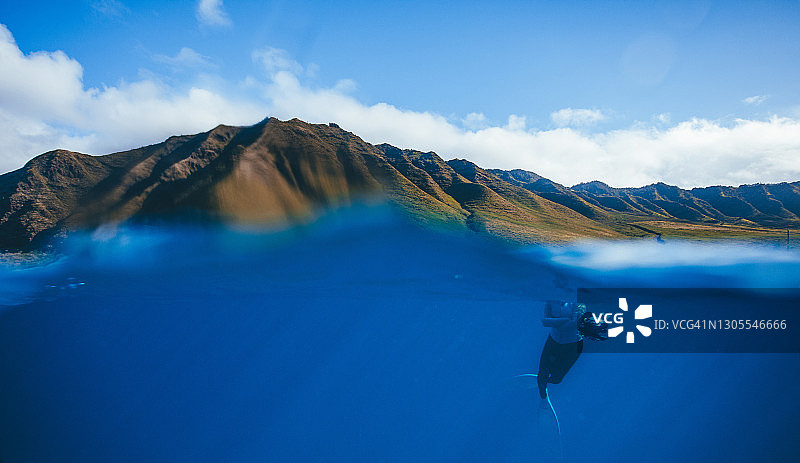 蓝色岛屿水景图片素材