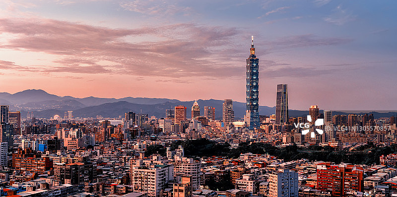 中国台湾台北市的壮丽日落天空图片素材