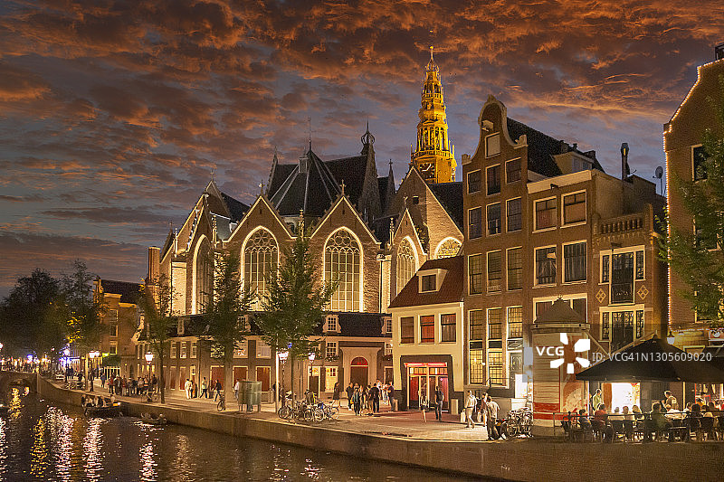 阿姆斯特丹运河夜景图片素材
