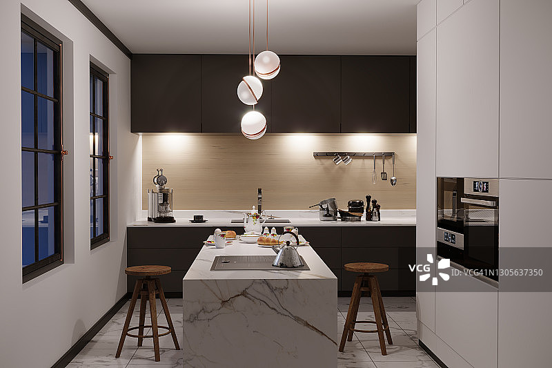 现代厨房内部图片素材