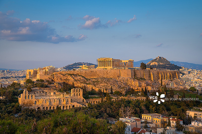 希腊雅典卫城的日落图片素材
