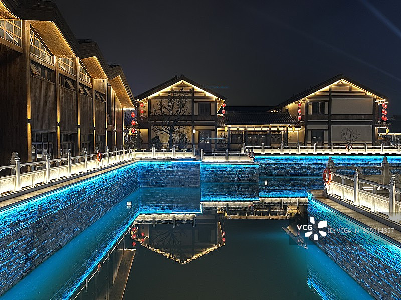 中国南京夫子庙古城夜景图片素材