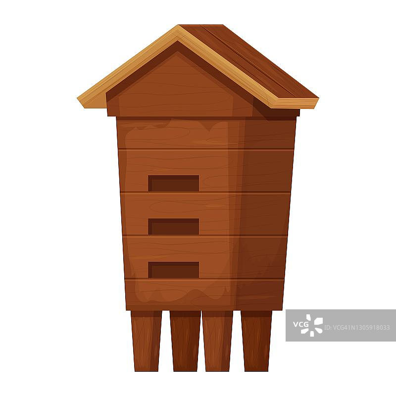 卡通风格棕色老旧木制蜂箱纹理剪贴画图片素材