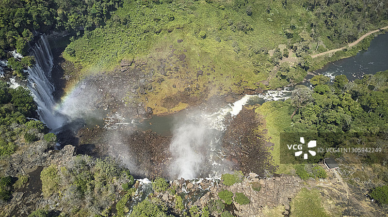 安哥拉卡兰杜拉瀑布鸟瞰图片素材