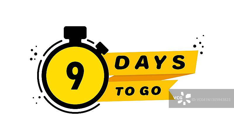 倒计时9天图标集。公告。倒计时横幅。矢量图，独立白色背景。EPS 10图片素材