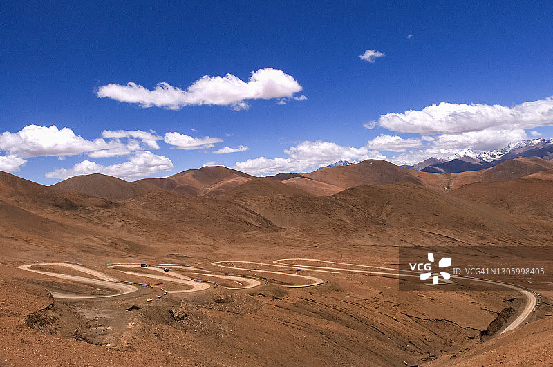 西藏高原蜿蜒乡村公路景色图片素材