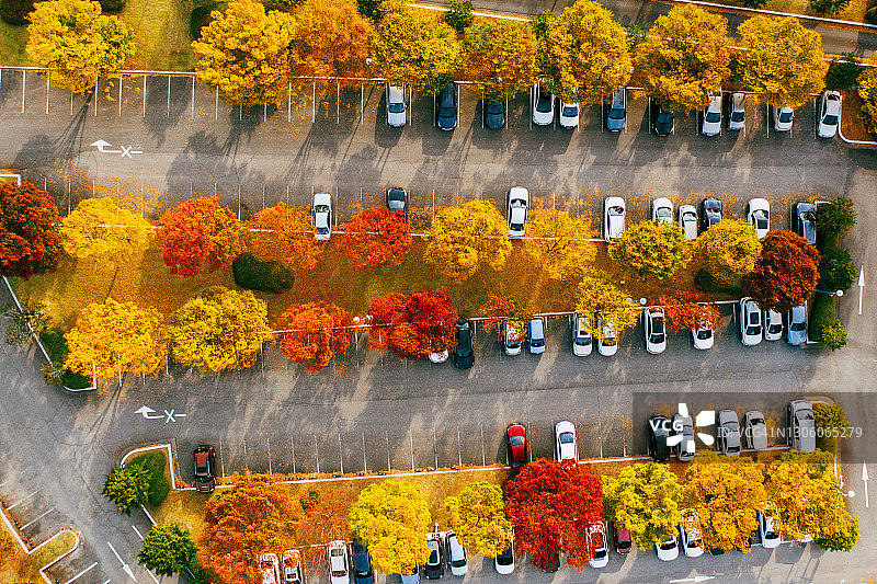 航拍：停车场内的车辆图片素材