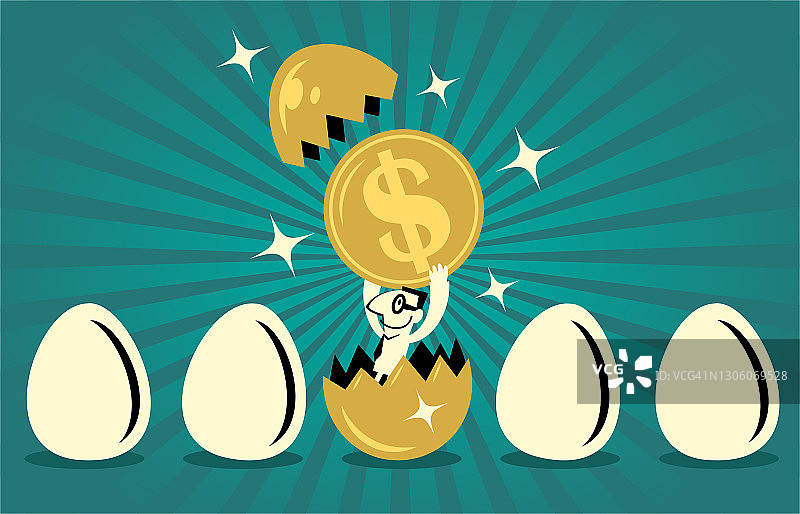 一位携带巨额美元货币的商人破壳而出图片素材