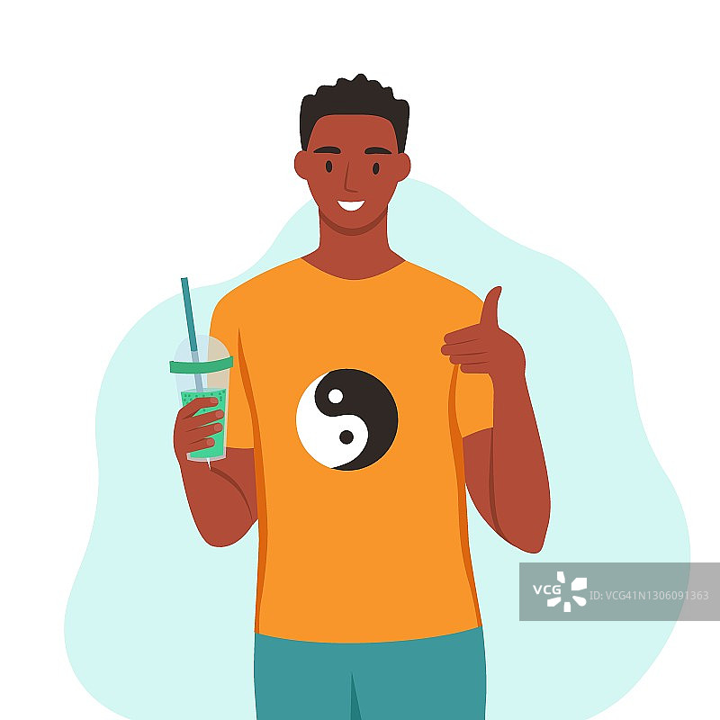 青年男子喝冰沙图片素材