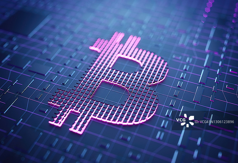 电路板上的比特币标志电子元件图片素材