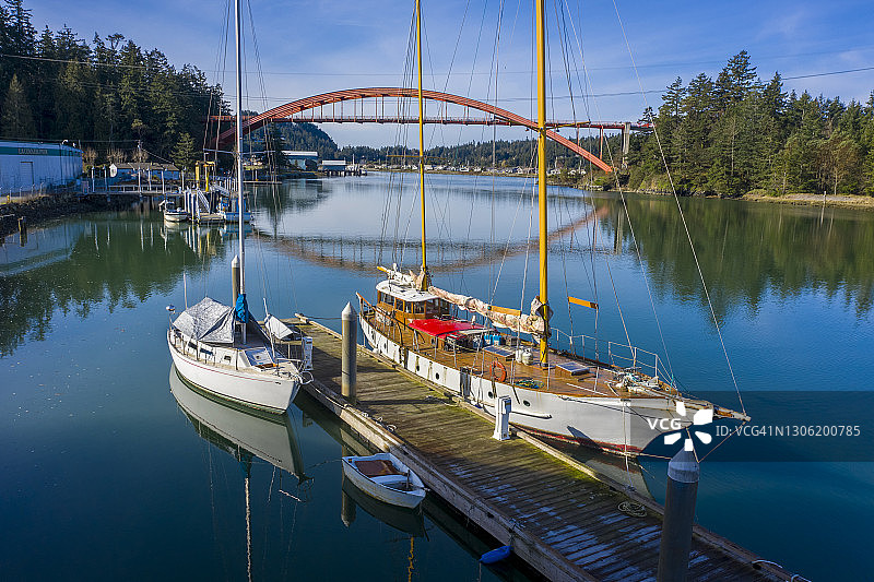 华盛顿州拉康纳镇的彩虹桥图片素材