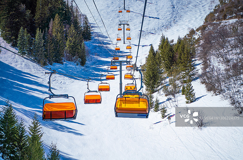 美国犹他州帕克城的滑雪缆车图片素材