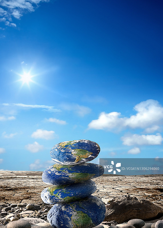 气候变化概念图：干旱岩石世界图片素材