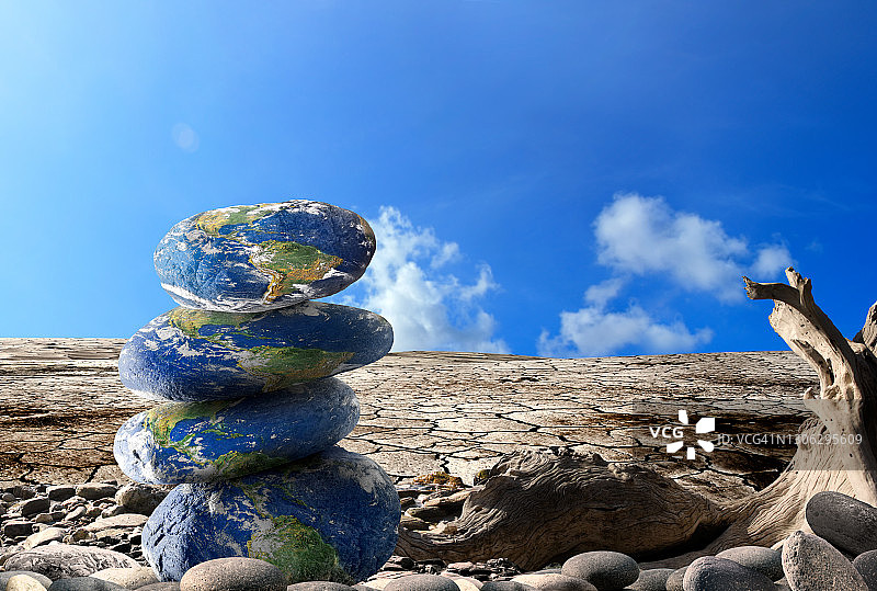 气候变化概念图：干旱岩石世界图片素材