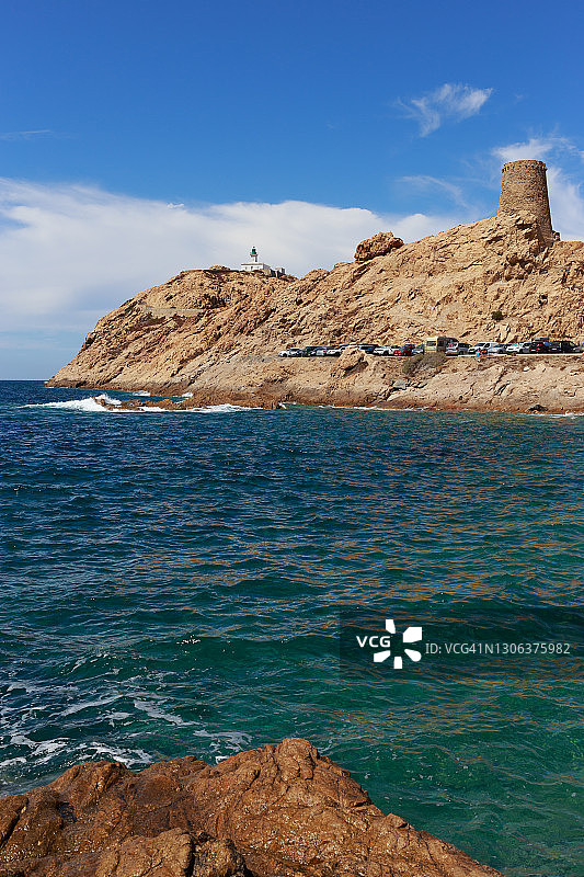 法国科西嘉岛红岛的彼得拉灯塔图片素材