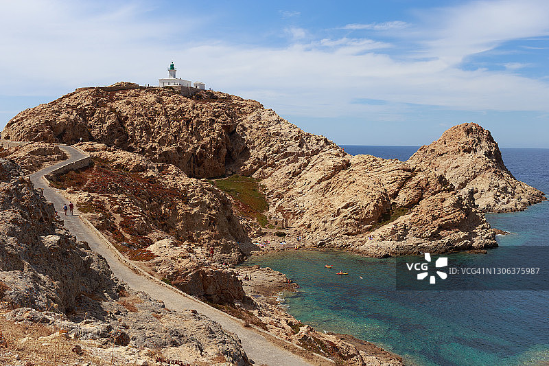 法国科西嘉岛红岛的彼得拉灯塔图片素材