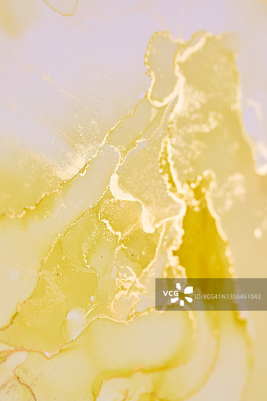 黄色潮流抽象流体艺术酒精墨水画图片素材