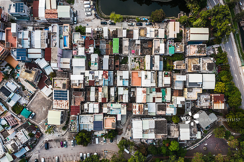 香港老村与天水围邨鸟瞰图片素材