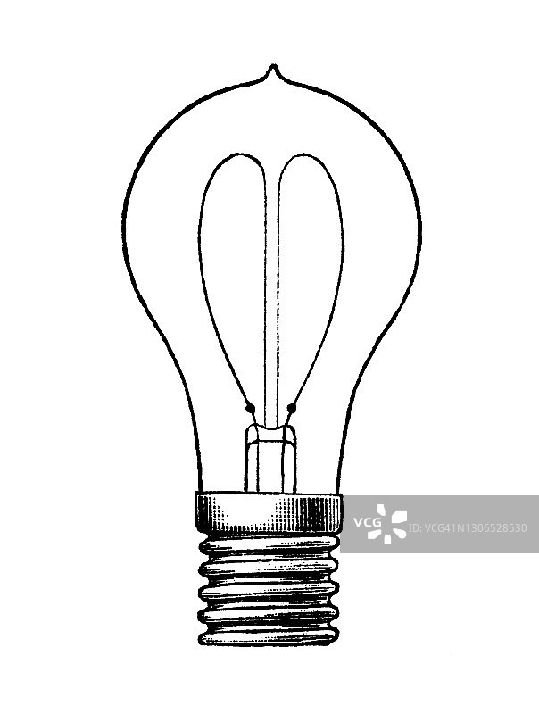 灯泡的古老雕刻插图图片素材