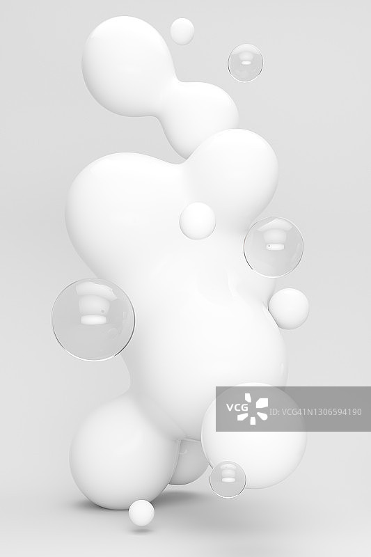 白色背景下的漂浮液体抽象图案图片素材