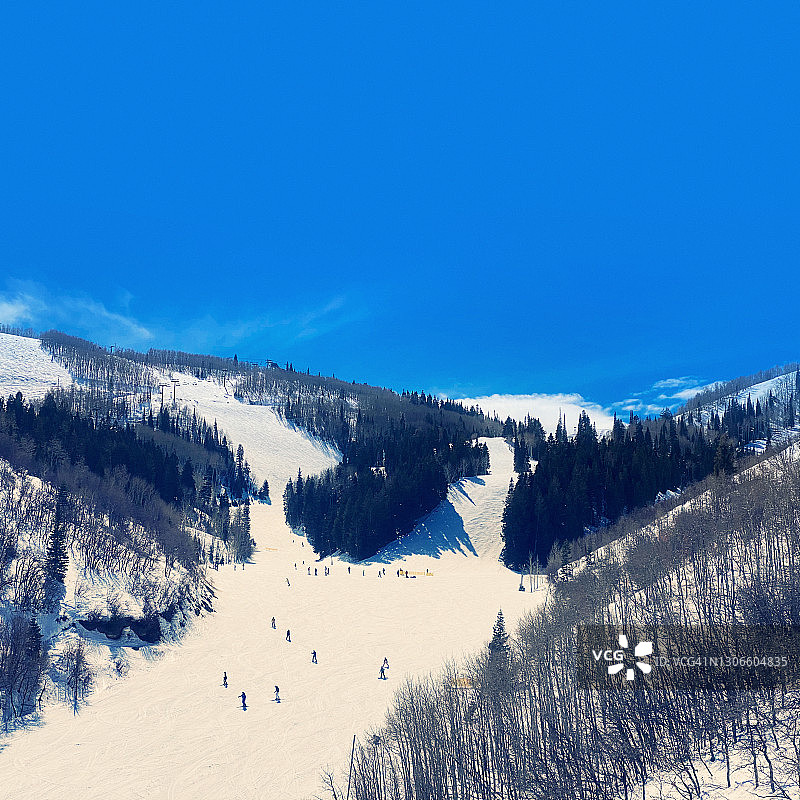 美国犹他州帕克城的滑雪坡图片素材