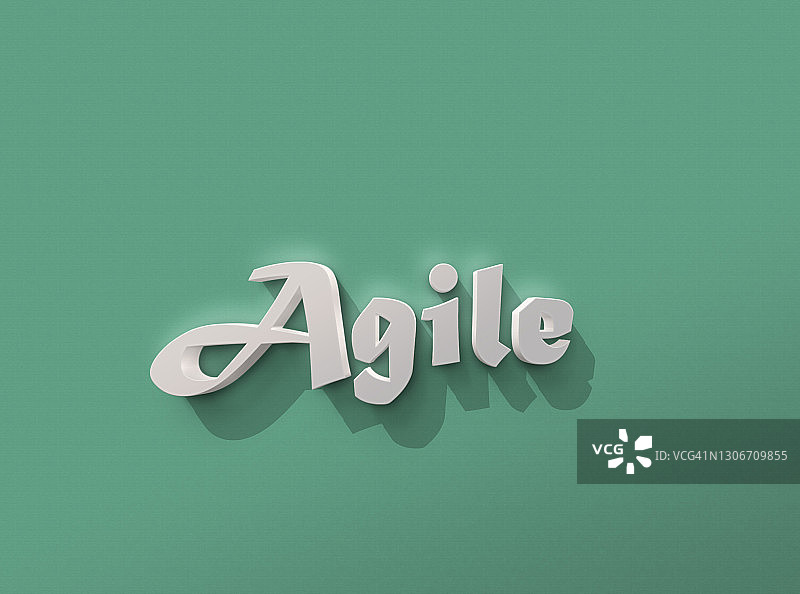 绿色背景中的3D敏捷单词图片素材
