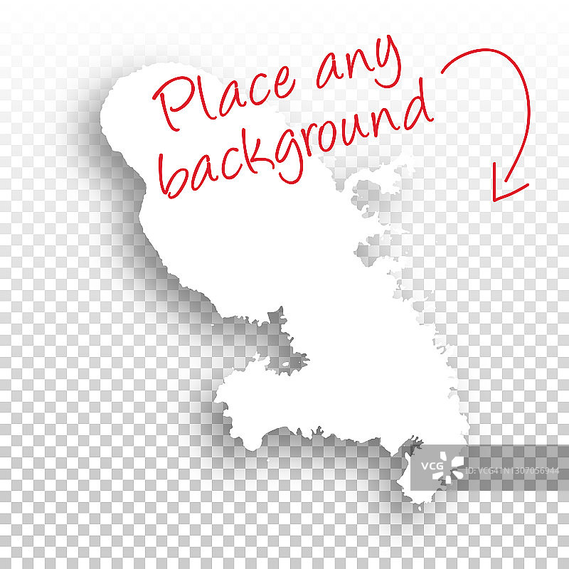 用于设计的马提尼克地图 - 空白背景图片素材
