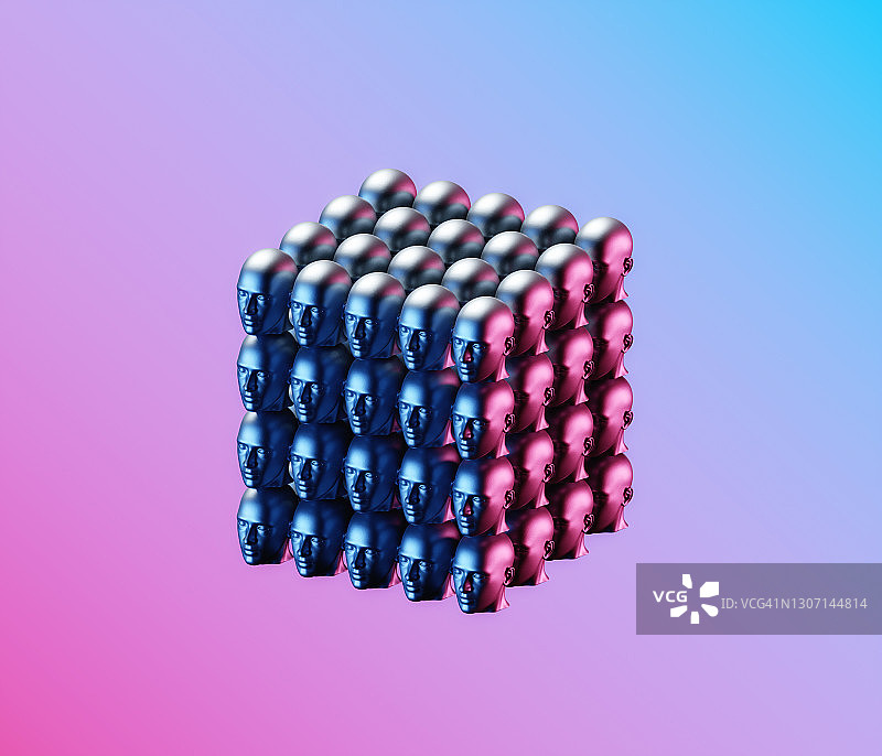 组成一个立方体的头像图片素材