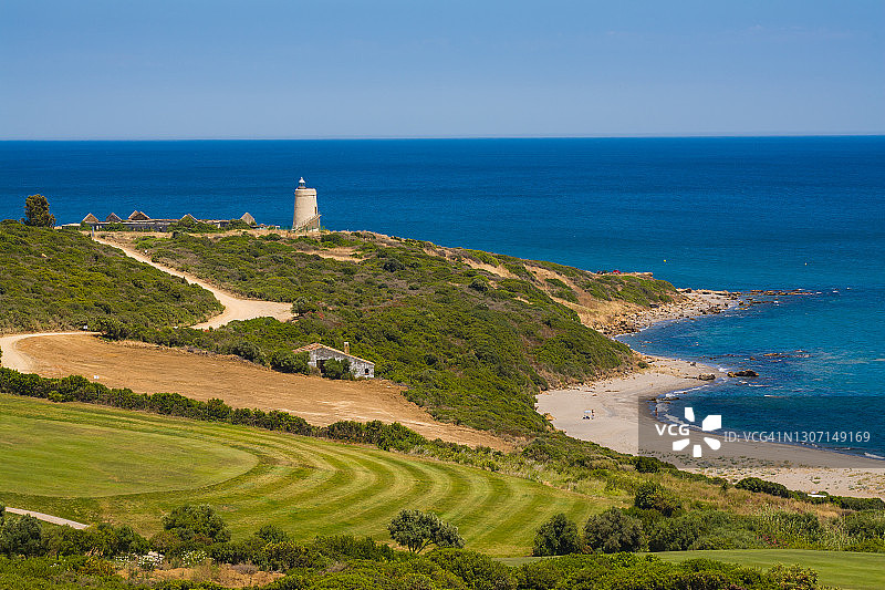 阿尔凯德萨海滩和灯塔图片素材