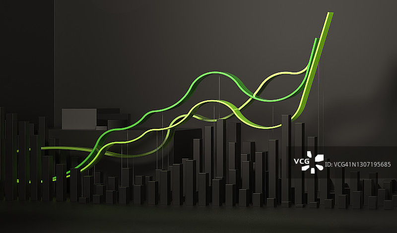 2.5D条形图与财务增长概念图片素材