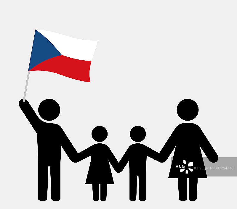 带有捷克国旗的家庭图标图片素材