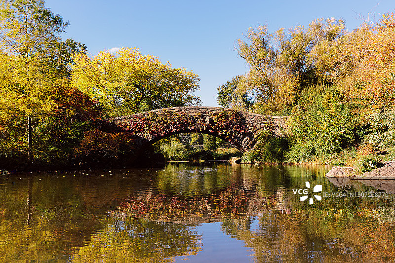 美国纽约中央公园秋季盖普斯托桥图片素材