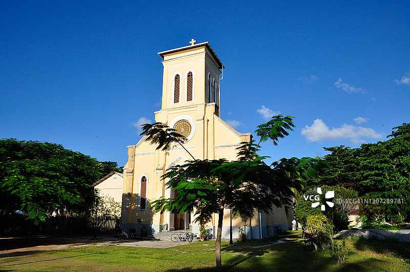 塞舌尔拉迪格岛上的天主教堂图片素材