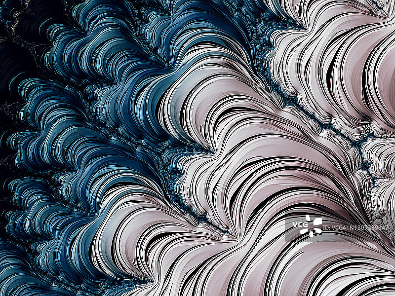 抽象迷幻蓝白分形波浪背景图案，如树根图片素材
