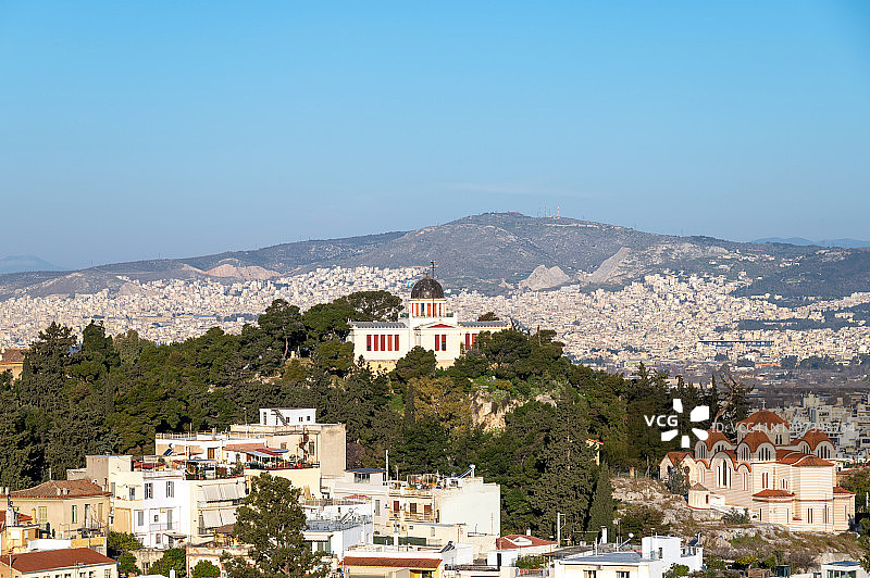雅典国家天文台建筑与提西欧街区图片素材