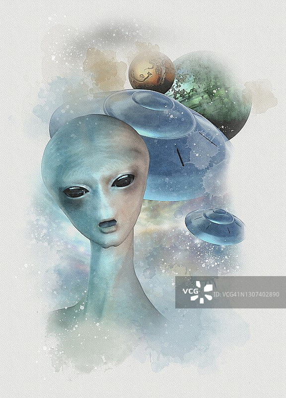 外星人概念插画图片素材