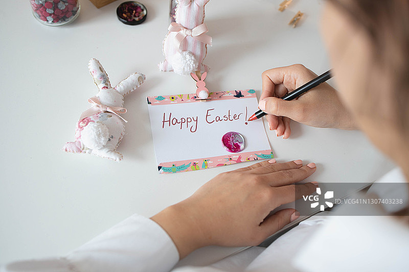 手工制作的复活节贺卡与封蜡图片素材