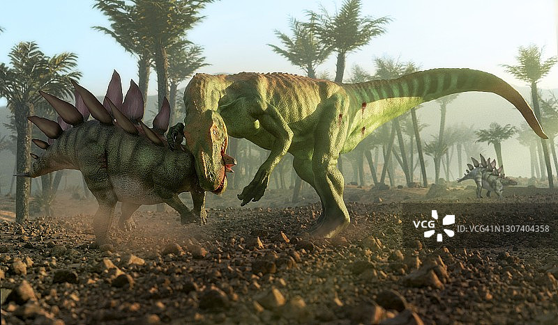 异特龙攻击剑龙图片素材