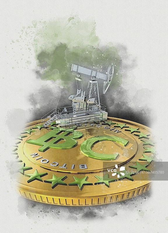 比特币挖矿概念插图图片素材