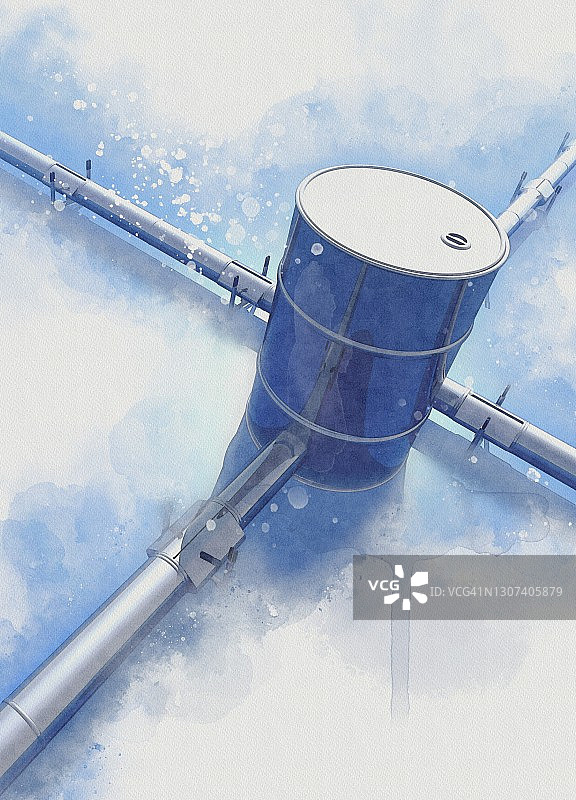 油桶和管道，概念插图图片素材