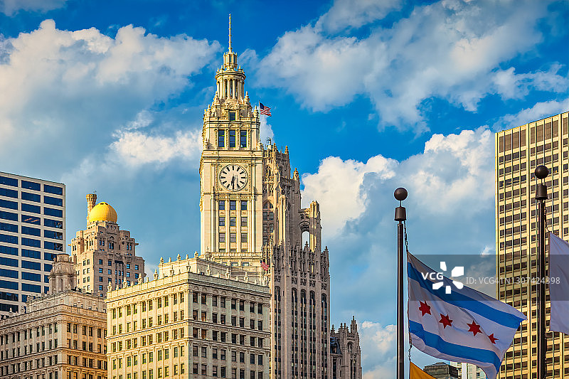 芝加哥伊利诺伊州华丽的旧摩天大楼建筑图片素材