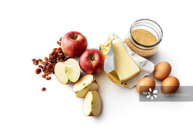 烘焙：苹果派的食材（白色背景）图片素材