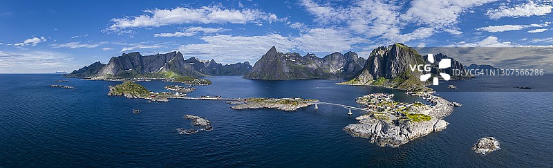 挪威罗弗敦群岛莫斯克内斯哈姆诺伊和雷讷鸟瞰图图片素材