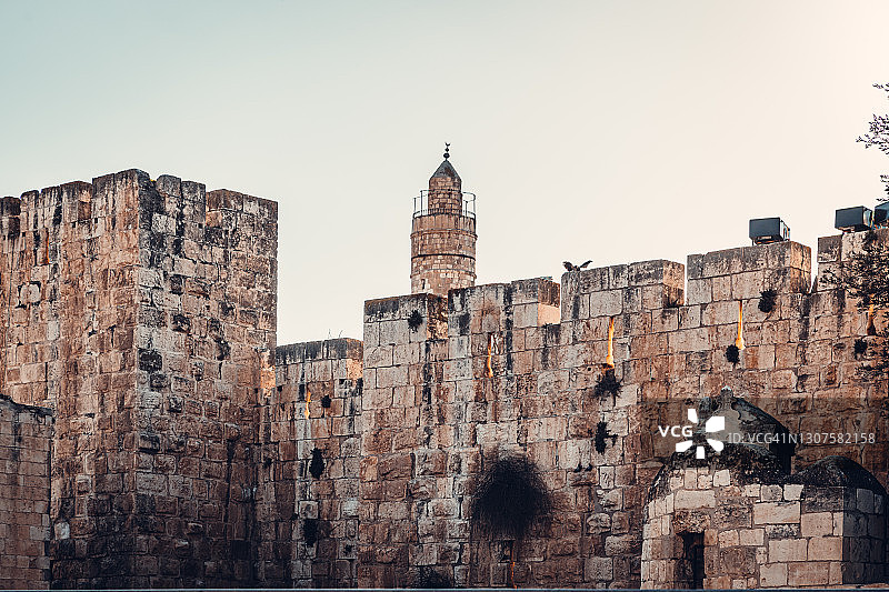 耶路撒冷老城墙和大卫城堡图片素材