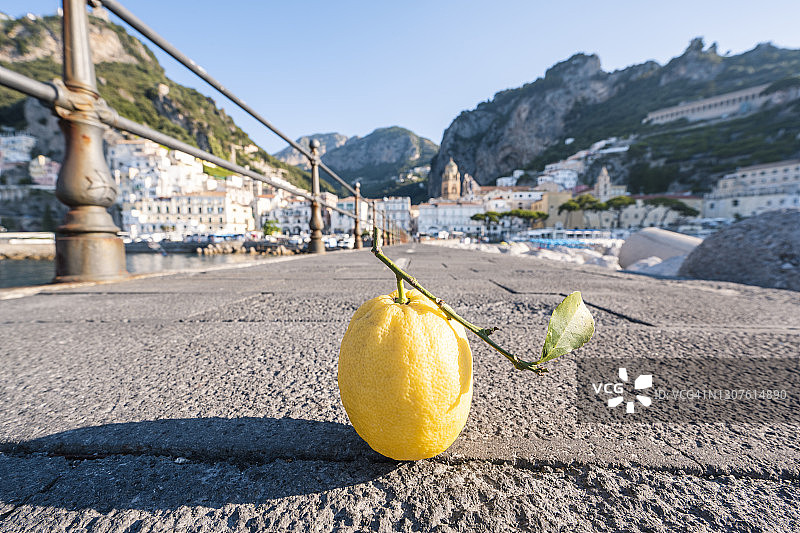 意大利阿马尔菲码头上的柠檬图片素材
