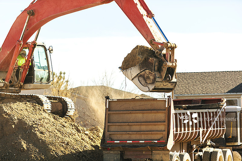 重型机械建筑区挖掘机（美国西部摄影系列）图片素材