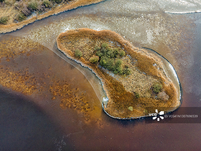 Lauwersoog冰冻区域鸟瞰图片素材
